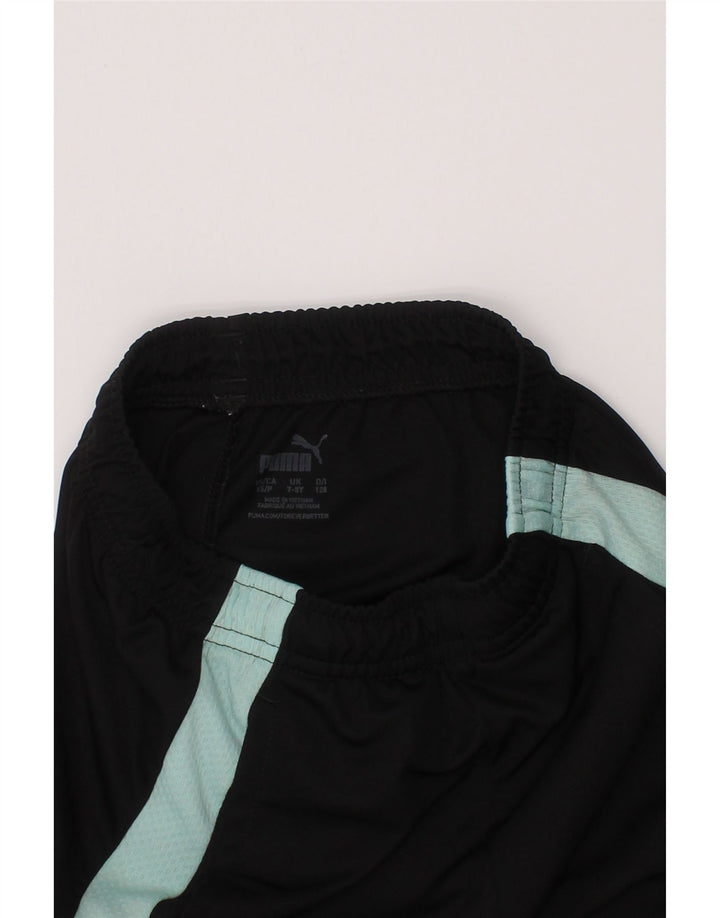 PUMA Sportshorts für Jungen, 7–8 Jahre, schwarzes Colourblock-Polyester