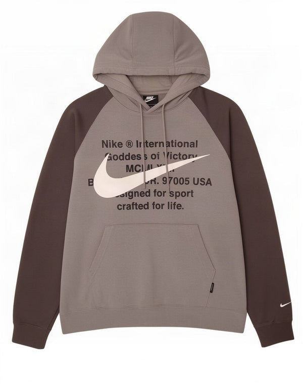 Nike Herren Swoosh Graphic Hoodie Pullover XL Grau Colourblock Baumwolle