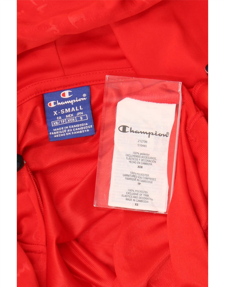 CHAMPION Herren-Kapuzenpullover mit grafischem Reißverschluss, XS, rotes Farbblock-Polyester