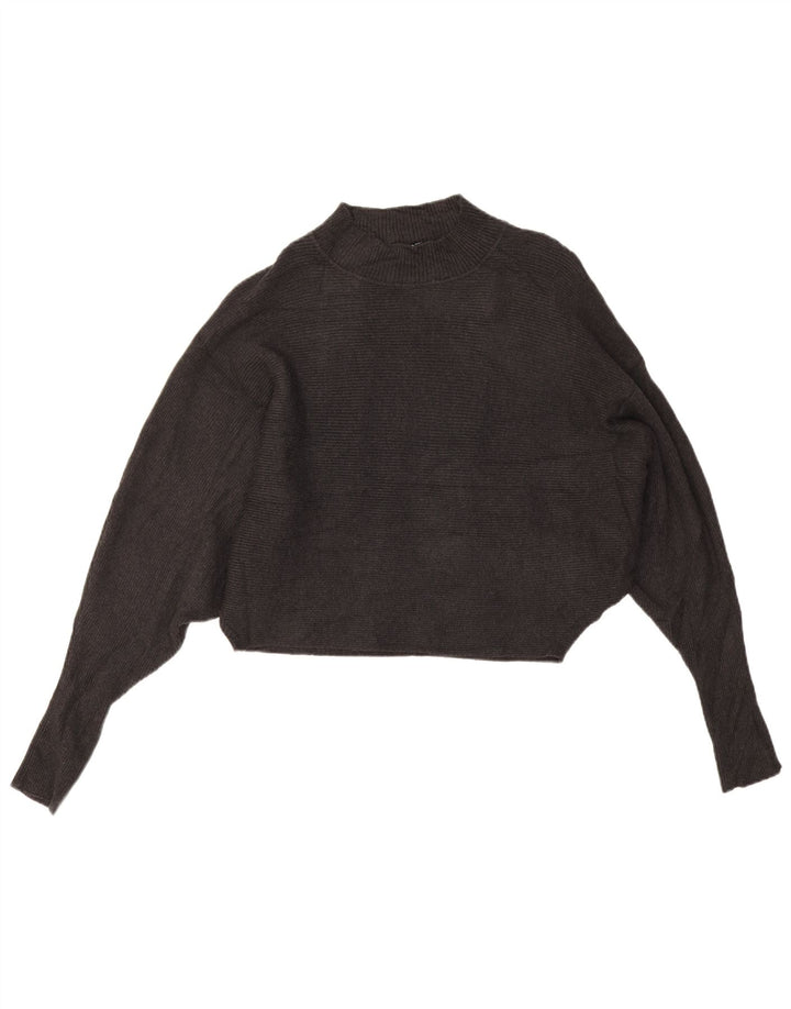 Zara Damen Batwing Crop Rollkragenpullover Pullover UK 16 Large Grau