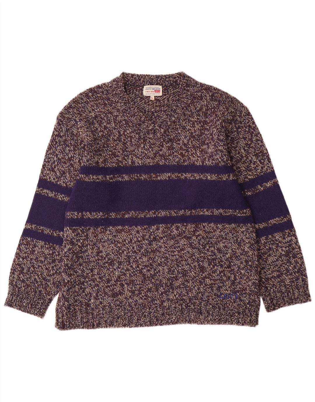 Levi's Herren-Pullover mit V-Ausschnitt, groß, graues Farbblock-Polyacryl