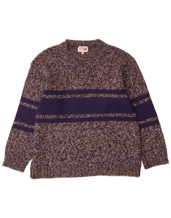Levi's Herren-Pullover mit V-Ausschnitt, groß, graues Farbblock-Polyacryl