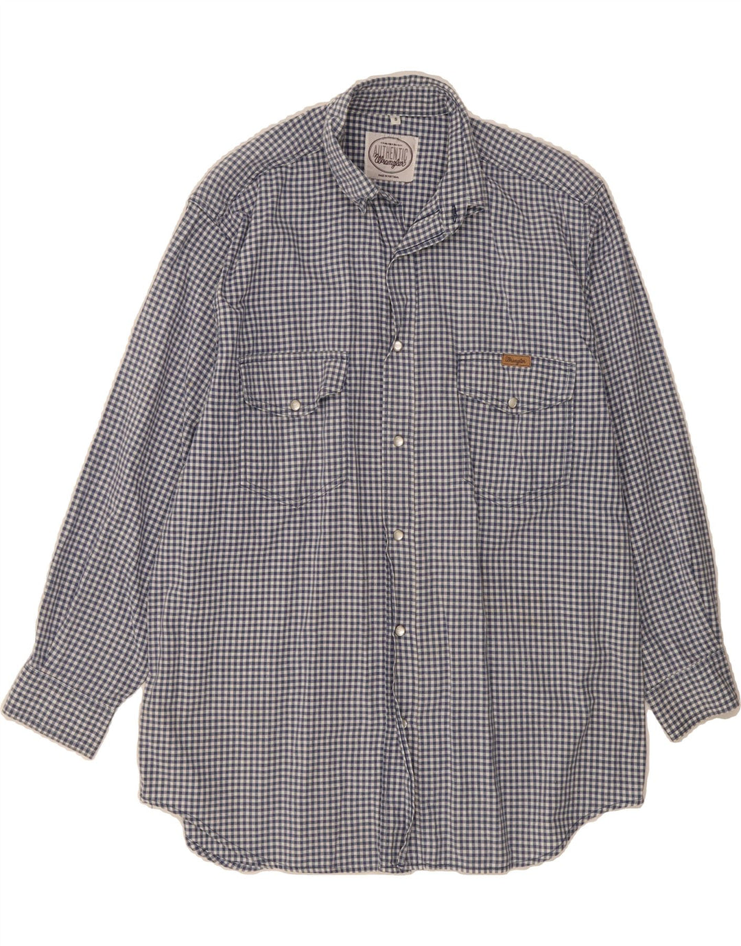 WRANGLER Mens Shirt Small Blue Gingham Cotton Vintage Wrangler and Second-Hand Wrangler from Messina Hembry 