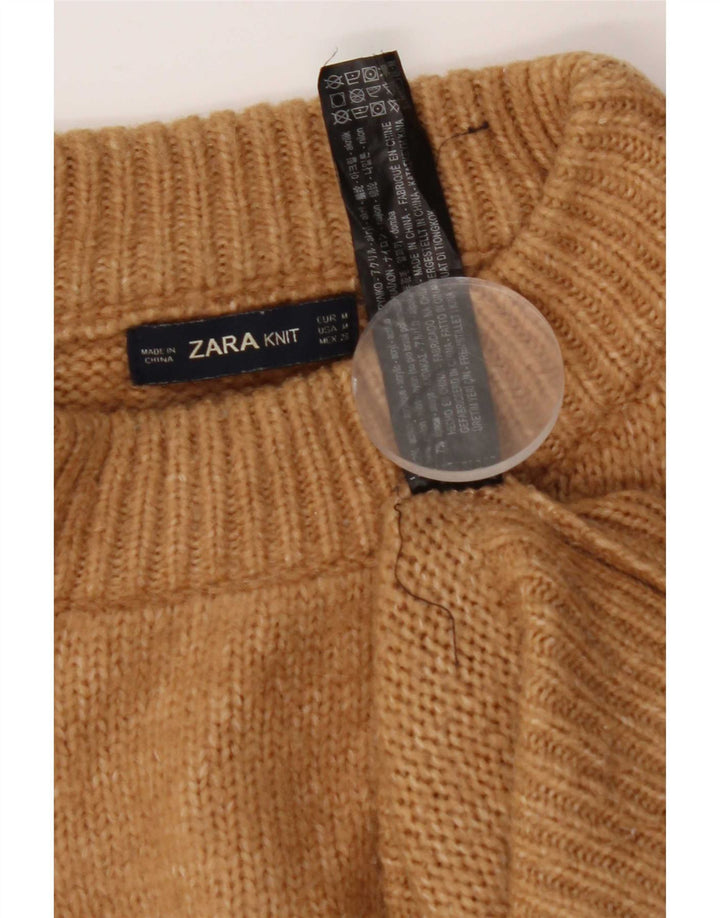 Übergroßer Pullover mit Rundhalsausschnitt von Zara für Damen, UK 14, mittelbraunes Acryl
