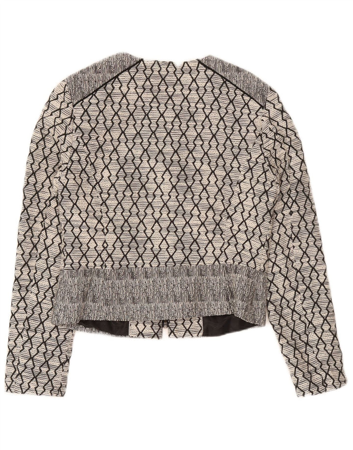 Marks & Spencer Damen-Blazerjacke, Gr. 8, Größe S, schwarz, geometrisch, Baumwolle