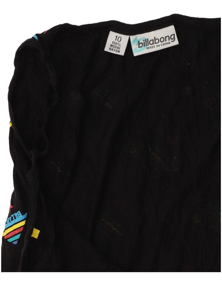 Billabong Womens Graphic Cami Top UK 10 Small Schwarz Geometrisch Modal