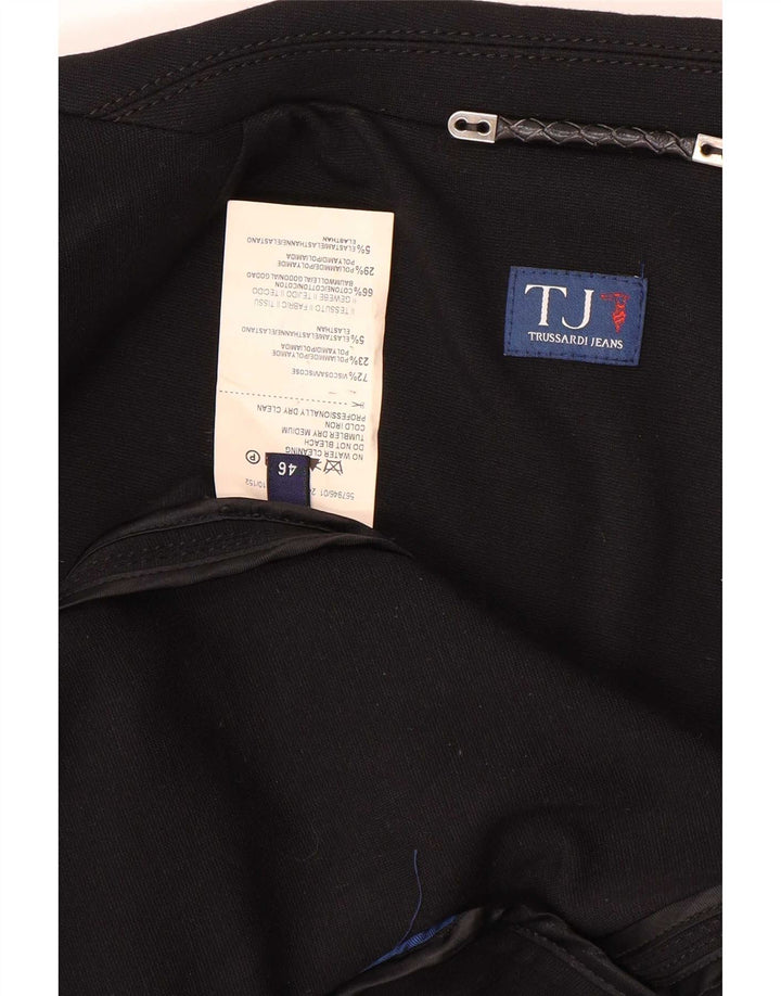 Trussardi Jeans Damen-Blazer mit 2 Knöpfen, IT 46, groß, schwarze Viskose