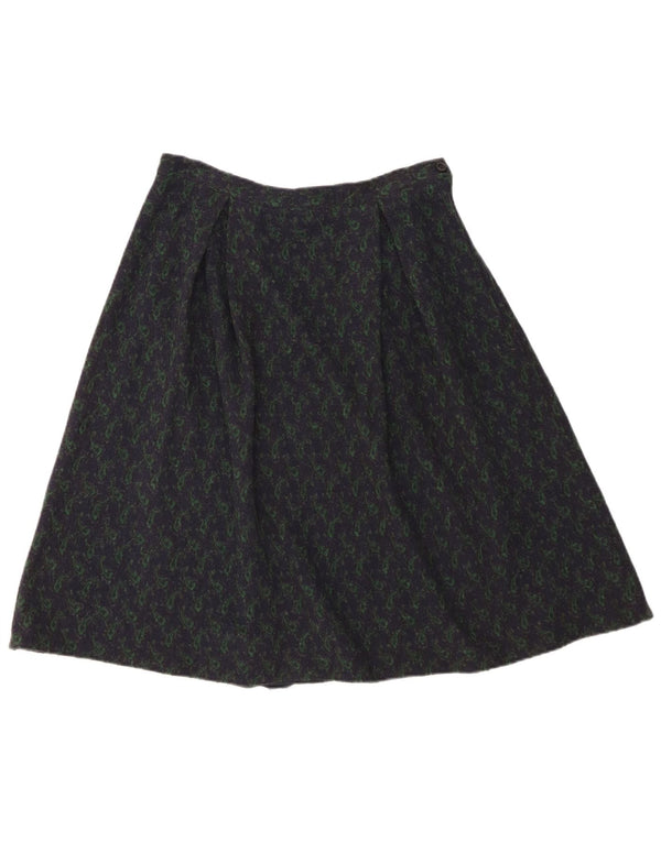 Vintage Damen A-Linie Rock W28 Mittel Marineblau Paisley