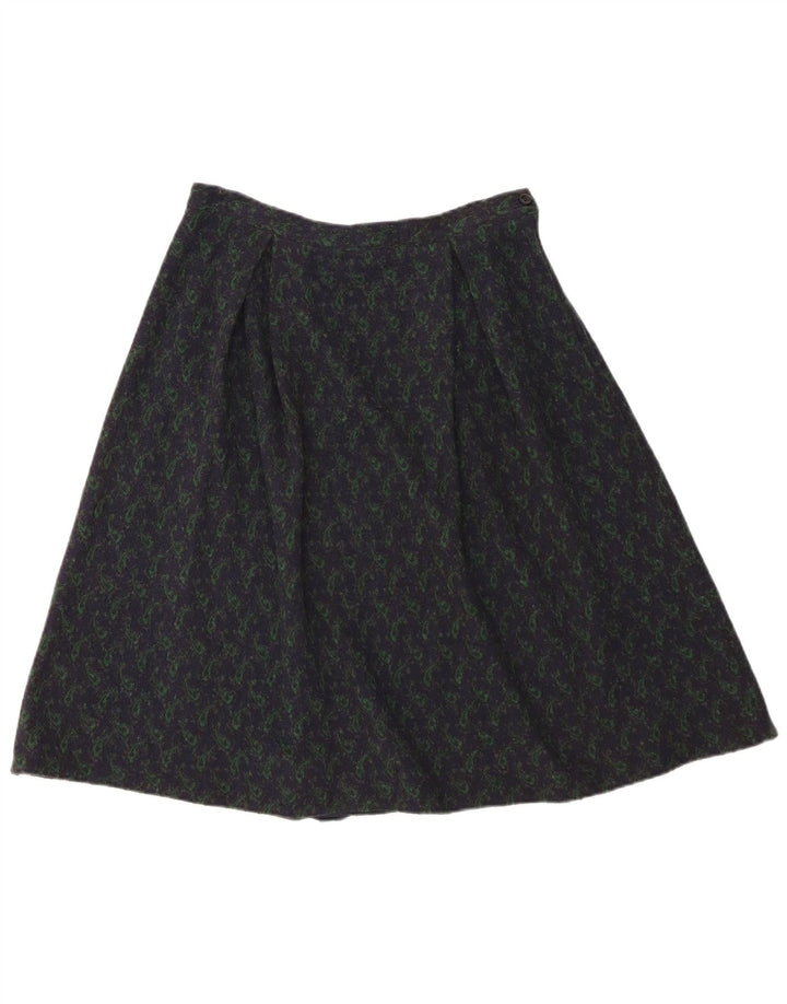 Vintage Damen A-Linie Rock W28 Mittel Marineblau Paisley