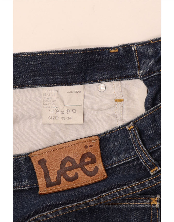 Lee Herren Seattle Straight Jeans W33 L31 Marineblaue Baumwolle