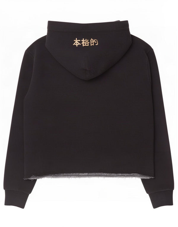 Superdry Womens Graphic Oversized Hoodie Pullover UK 10 Small Schwarz Baumwolle