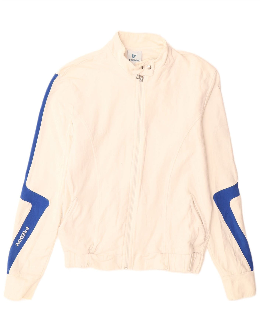 Freddy Damen-Trainingsanzug-Top-Jacke, IT 46, groß, weiße Colourblock-Baumwolle