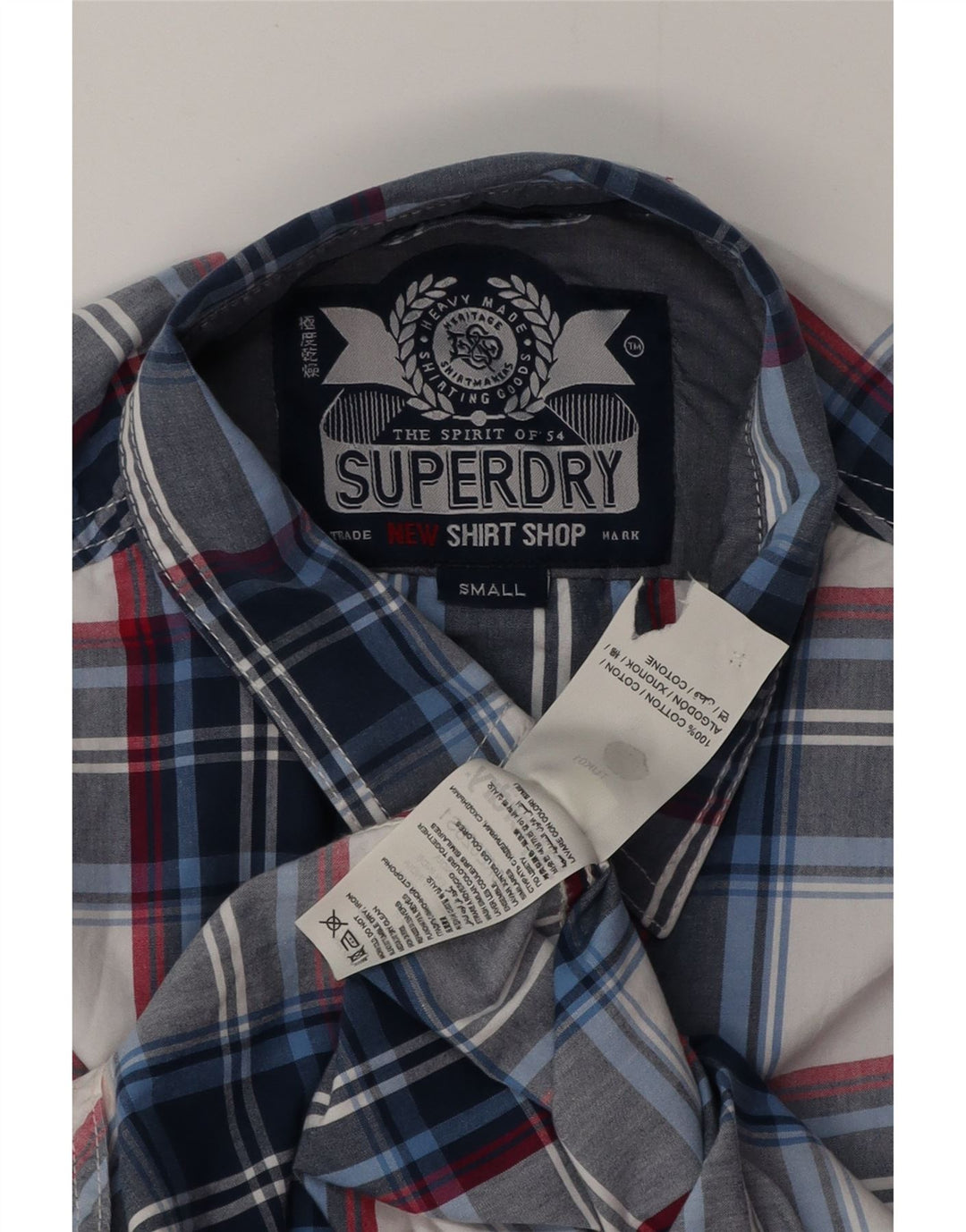 SUPERDRY Herrenhemd aus Baumwolle, klein, marineblau, kariert