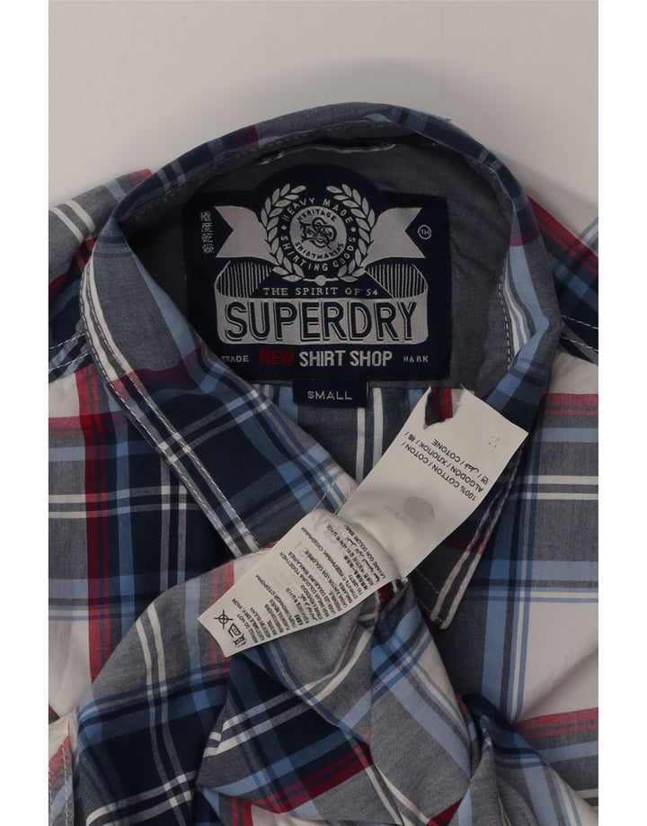 SUPERDRY Herrenhemd aus Baumwolle, klein, marineblau, kariert