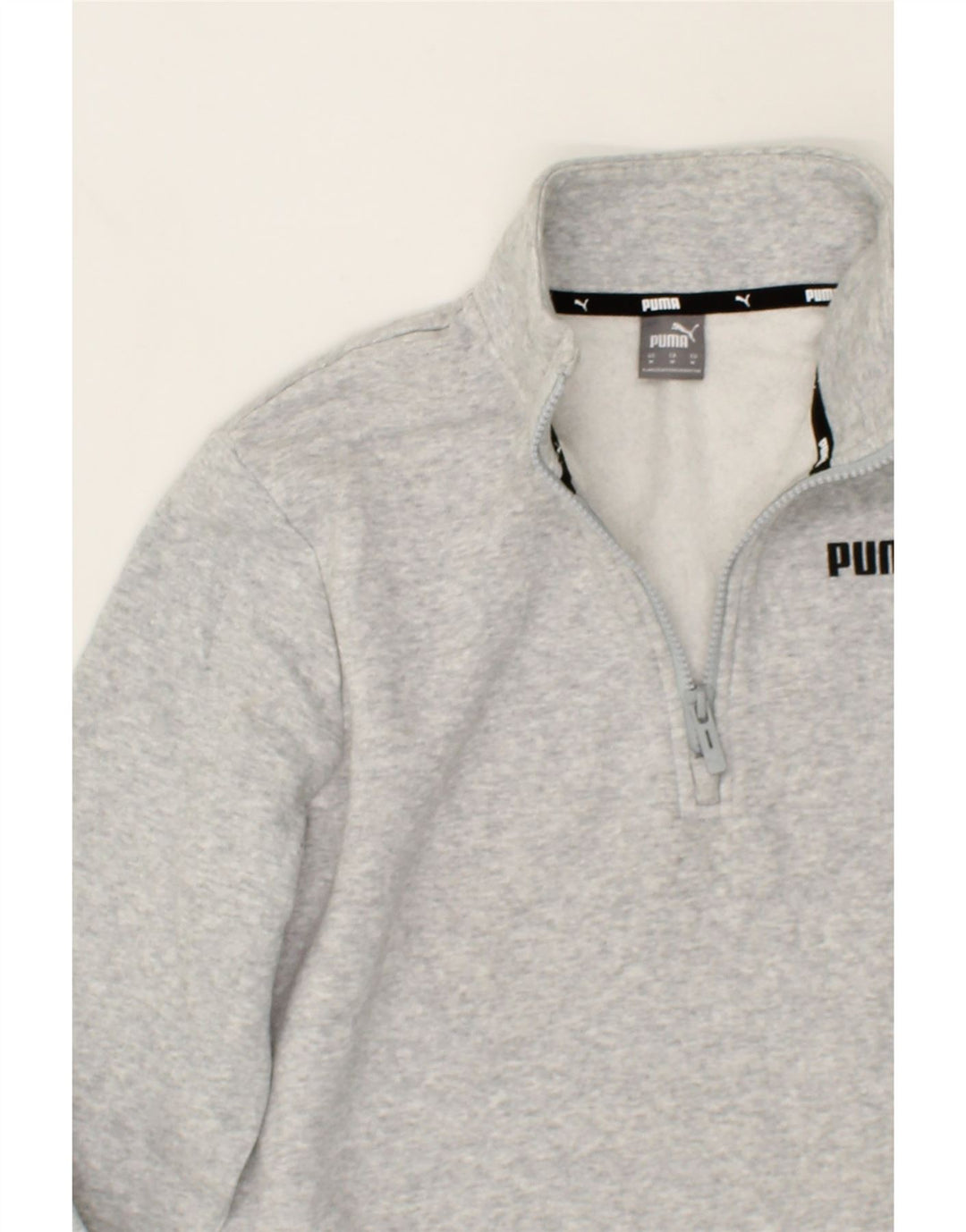 PUMA Womens Zip Neck Sweatshirt Jumper UK 14 Medium Grey Cotton Vintage Puma and Second-Hand Puma from Messina Hembry 