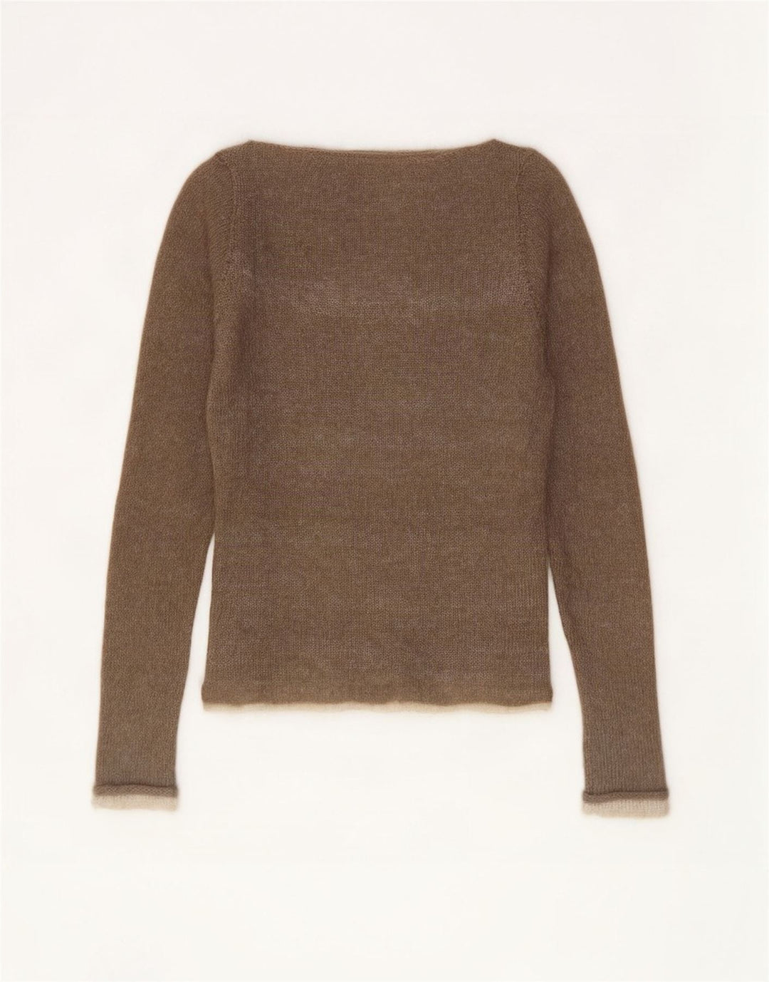 Vintage Damen Pullover mit U-Boot-Ausschnitt, Gr. 8, Klein, Braun