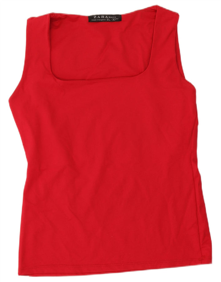 Zara Damen Weste Top UK 14 Large Rot Polyamid