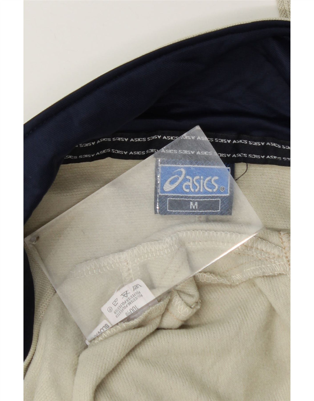 Asics Herren-Trainingsanzug-Oberteil, mittelbeigefarbenes Farbblock-Polyester
