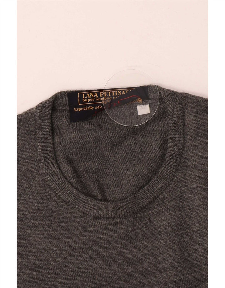 Rodrigo Herren-Pullover mit Rundhalsausschnitt, Größe 52, groß, graue Schurwolle