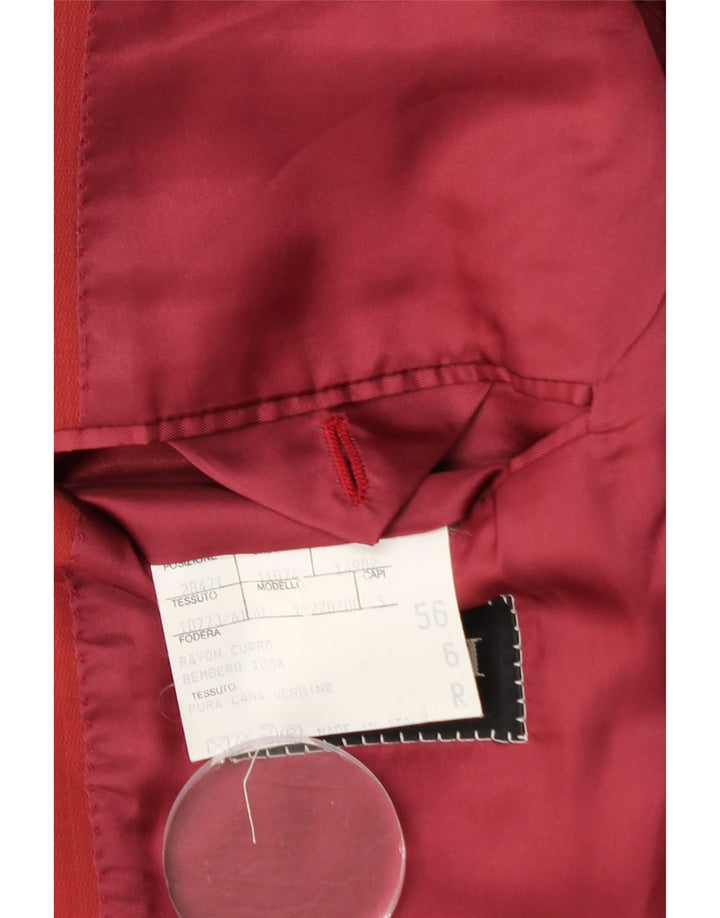 CANALI Mens 2 Button Blazer Jacket IT 56 3XL Red Virgin Wool