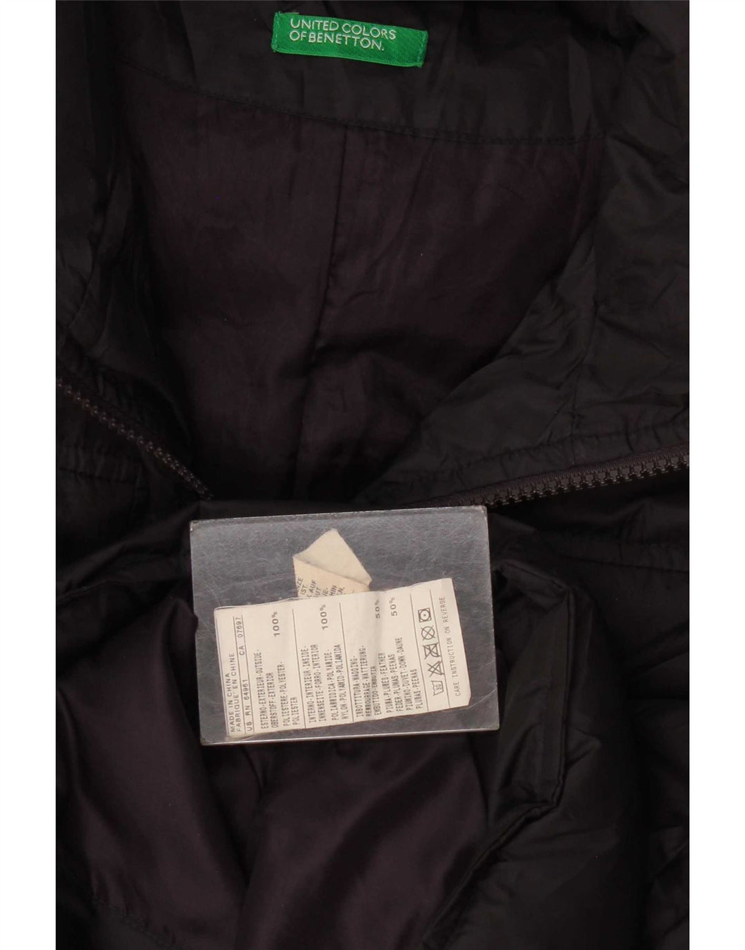 Benetton Damen Wattierte Jacke UK 16 Large Marineblau Polyester