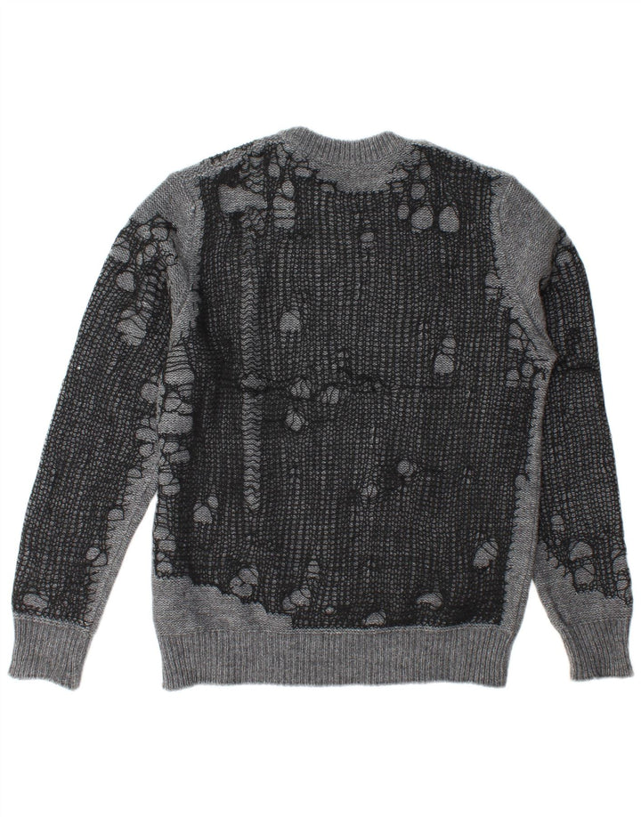 Diesel Herren Distressed Crew Neck Pullover Pullover Large Grau Acryl