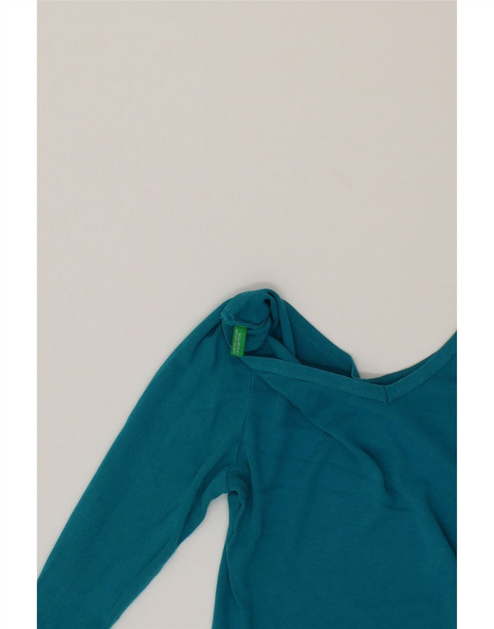 BENETTON Womens Long Sleeve Blouse Top UK 14 Large Blue Vintage Benetton and Second-Hand Benetton from Messina Hembry 