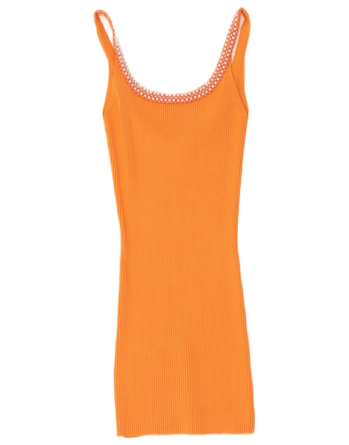 Zara Damen Slim Fit Cami Top UK 14 Mittelorange Viskose