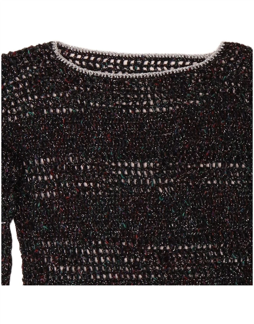 VINTAGE Damen-Pullover mit U-Boot-Ausschnitt, UK 12, mittelmehrfarbig gefleckt