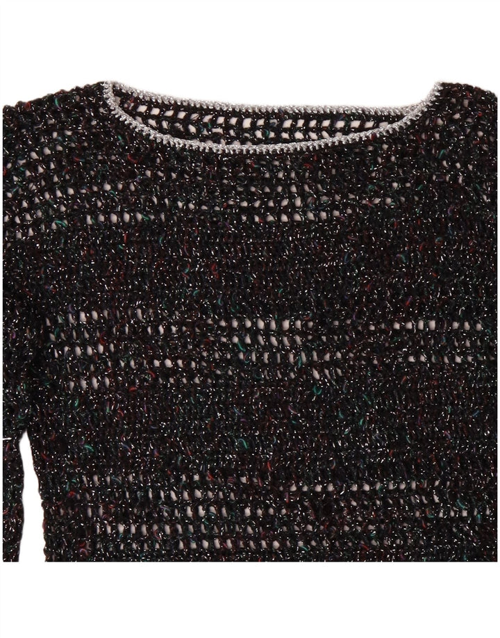 VINTAGE Damen-Pullover mit U-Boot-Ausschnitt, UK 12, mittelmehrfarbig gefleckt