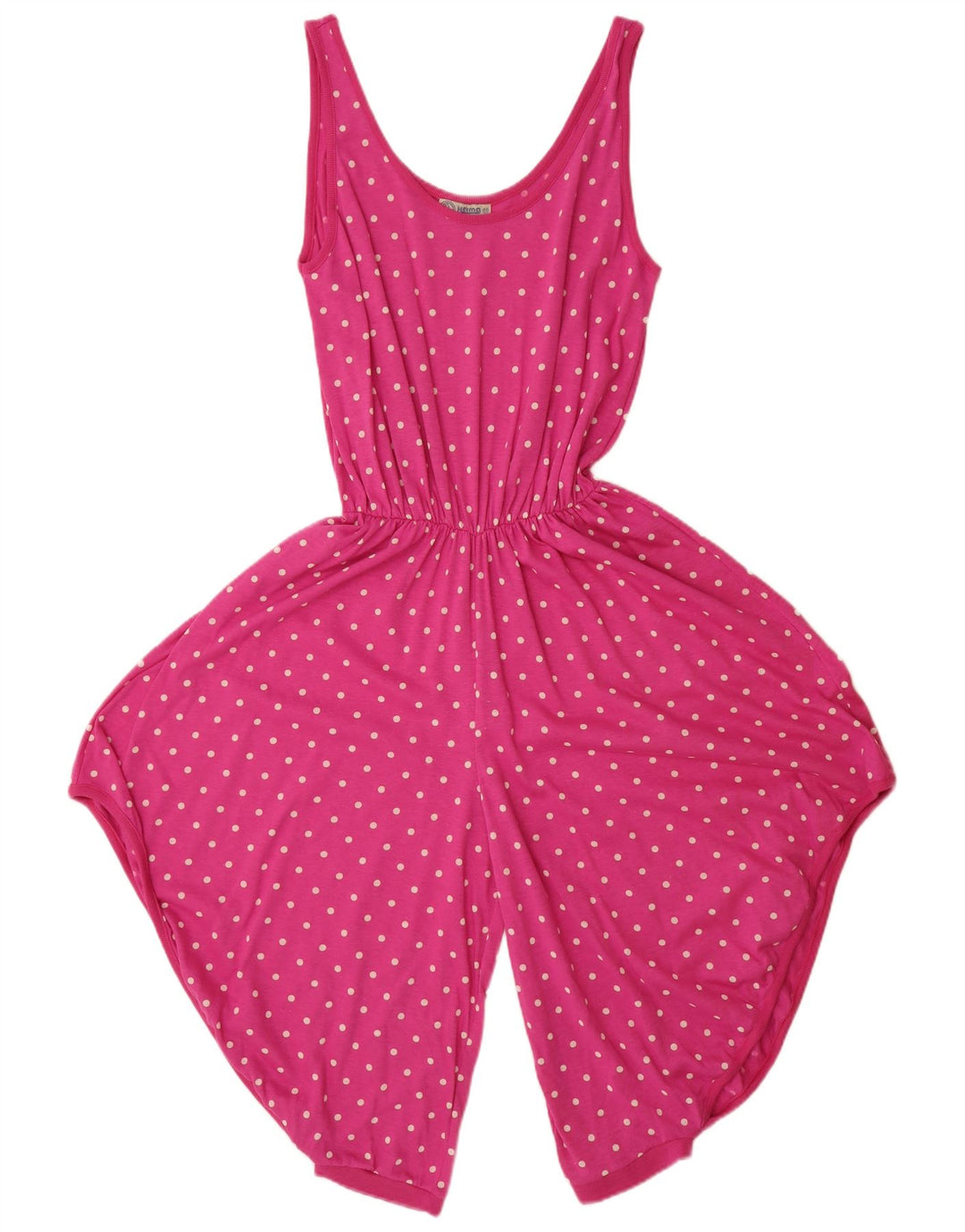 Vintage Damen Ärmelloser Playsuit IT 46 Große rosa gefleckte Baumwolle