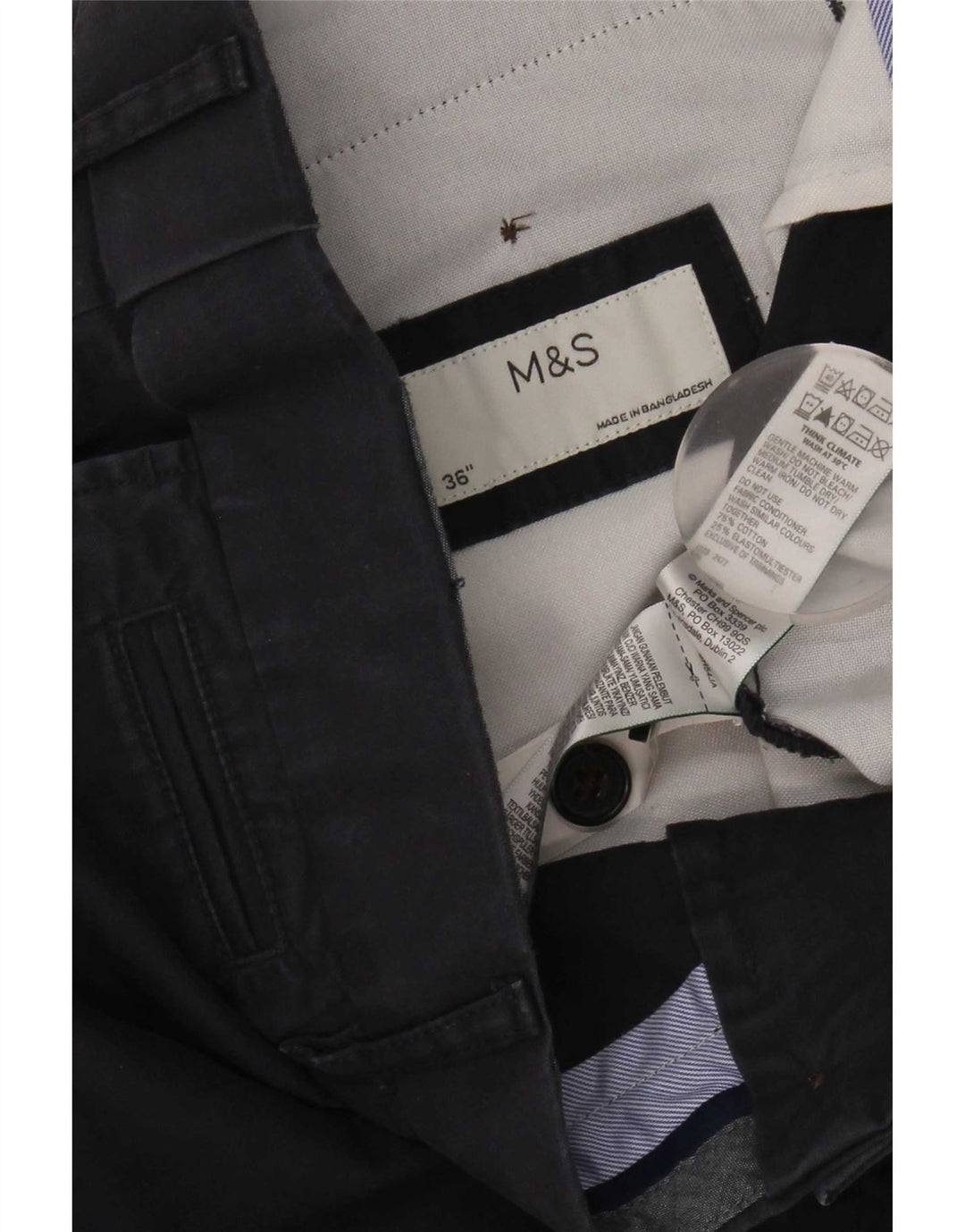 Marks & Spencer Herren-Chinoshorts W36, Größe L, Marineblau, Baumwolle