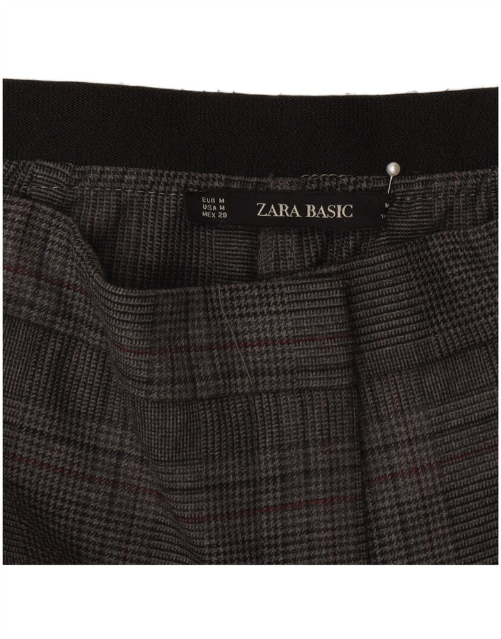 Zara Slim Fit Chino-Hose für Damen, mittelgroß, W28, L27, grauer Hahnentrittmuster