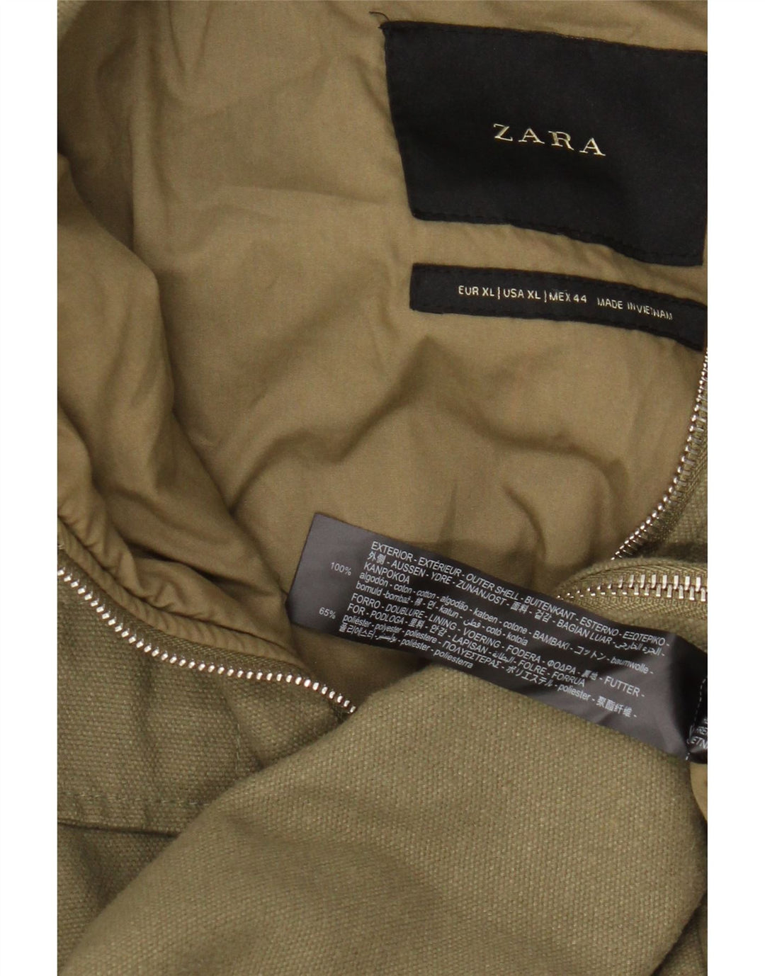 Zara Herren Utility Jacke UK 42 XL Khaki Baumwolle