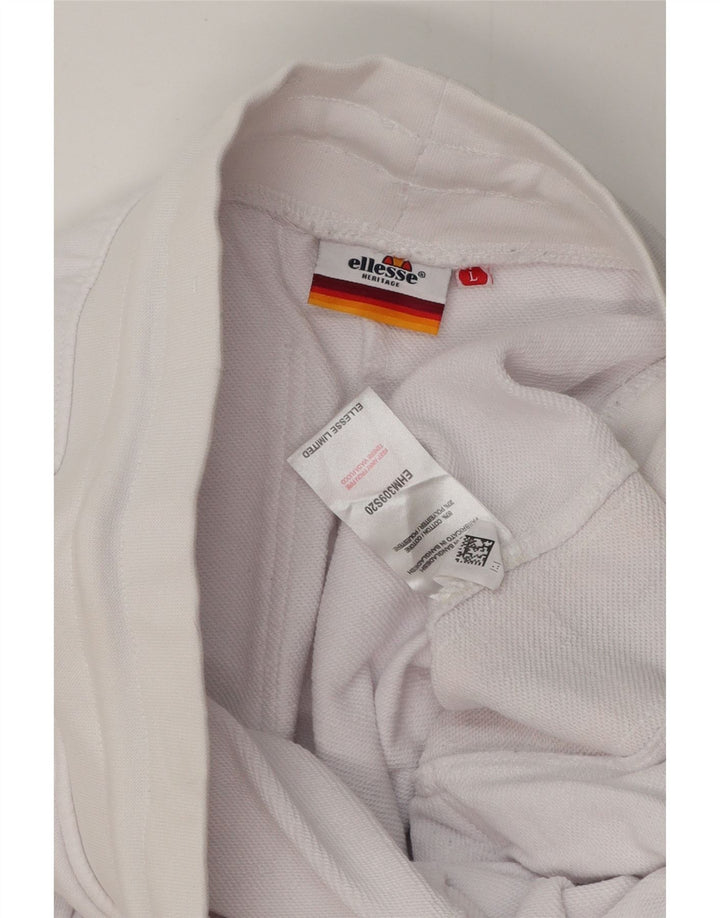 ELLESSE Herren-Trainingshose mit Heritage-Grafik, Größe L, Weiß, Farbblock