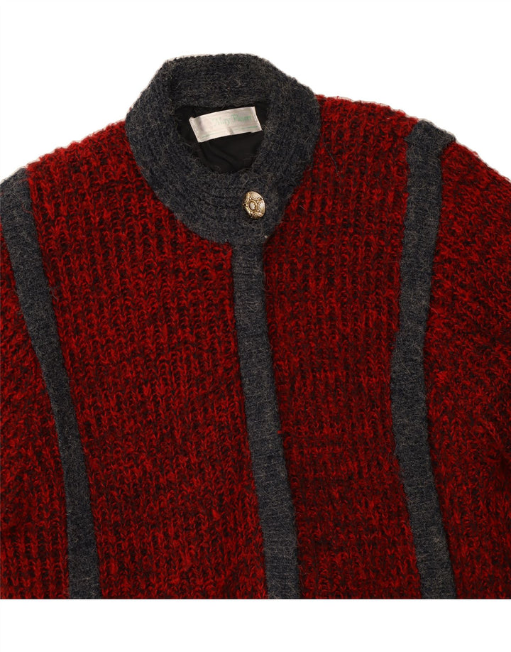 VINTAGE Womens Oversized Cardigan Sweater UK 14 Medium Red Vintage Vintage and Second-Hand Vintage from Messina Hembry 