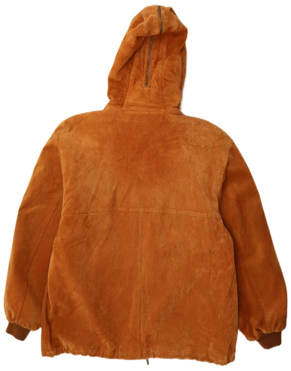 Fabiani Herren Wildlederjacke mit Kapuze IT 48 Mittelbraunes Leder