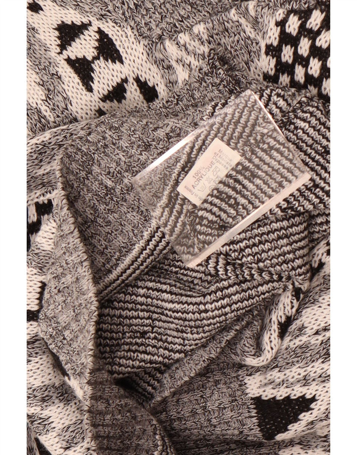 Vintage Herren-Pullover mit Reißverschluss, groß, grau, geometrisch, Acryl