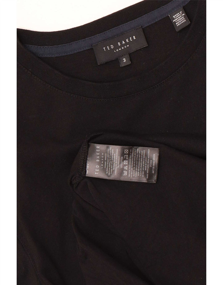 Ted Baker Herren-T-Shirt mit Grafik, Größe 3, mittelgroß, schwarze Baumwolle