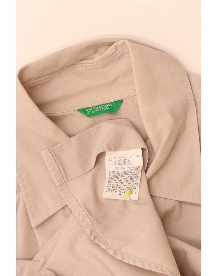 Benetton Herren-Militär-Militärhemd, mittelbeige Baumwolle