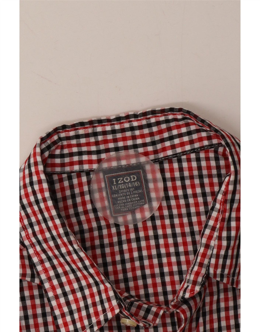 IZOD Boys Shirt 14-15 Years XL  Red Check Cotton