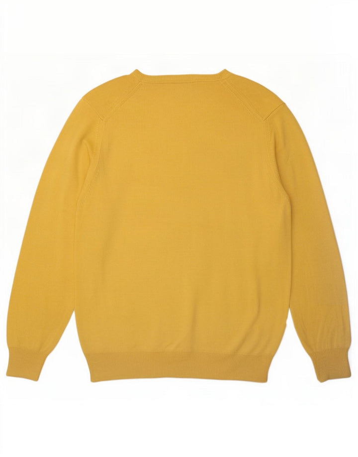 Zara Herren-Pullover mit Rundhalsausschnitt, groß, gelbe Baumwolle