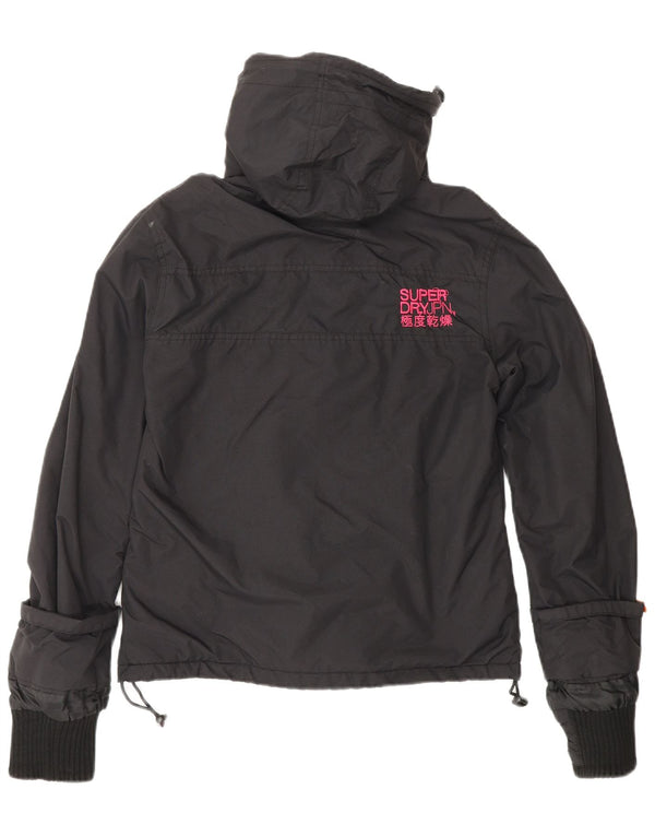 SUPERDRY Damen-Windbreakerjacke mit lockerer Passform und Kapuze, Gr. 10, Schwarz