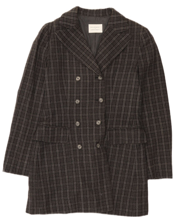 Alberta Ferretti Damen Philosophy Zweireihiger Mantel UK 10 Small Grau