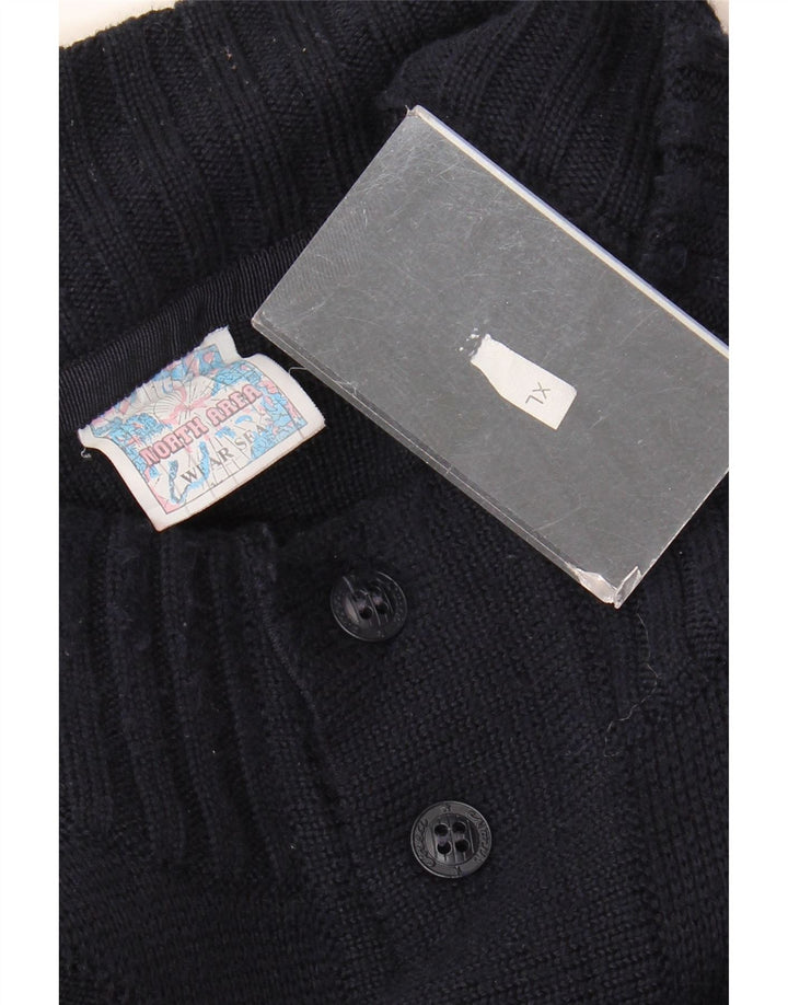 Vintage Herren Cardigan Pullover XL Marineblaue Schurwolle