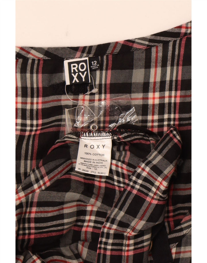 Roxy Damen Ärmelloses Tunikakleid UK 12 Mittelschwarz karierte Baumwolle