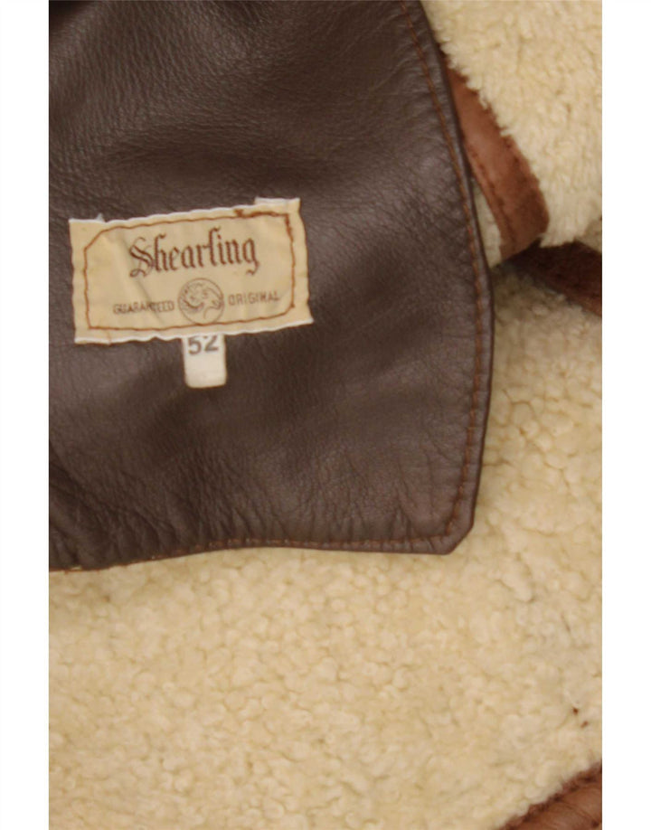 Vintage Herren Shearling Jacke IT 52 XL Beige Shearling