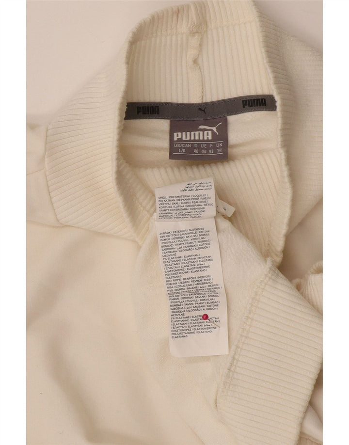 Puma Damen Grafik-Sweatshirt-Pullover UK 14 Große weiße Baumwolle