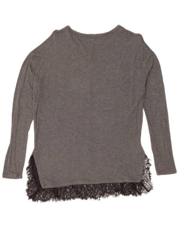 Zara Damen Langarm-Blusenoberteil UK 14 Mittelgrau