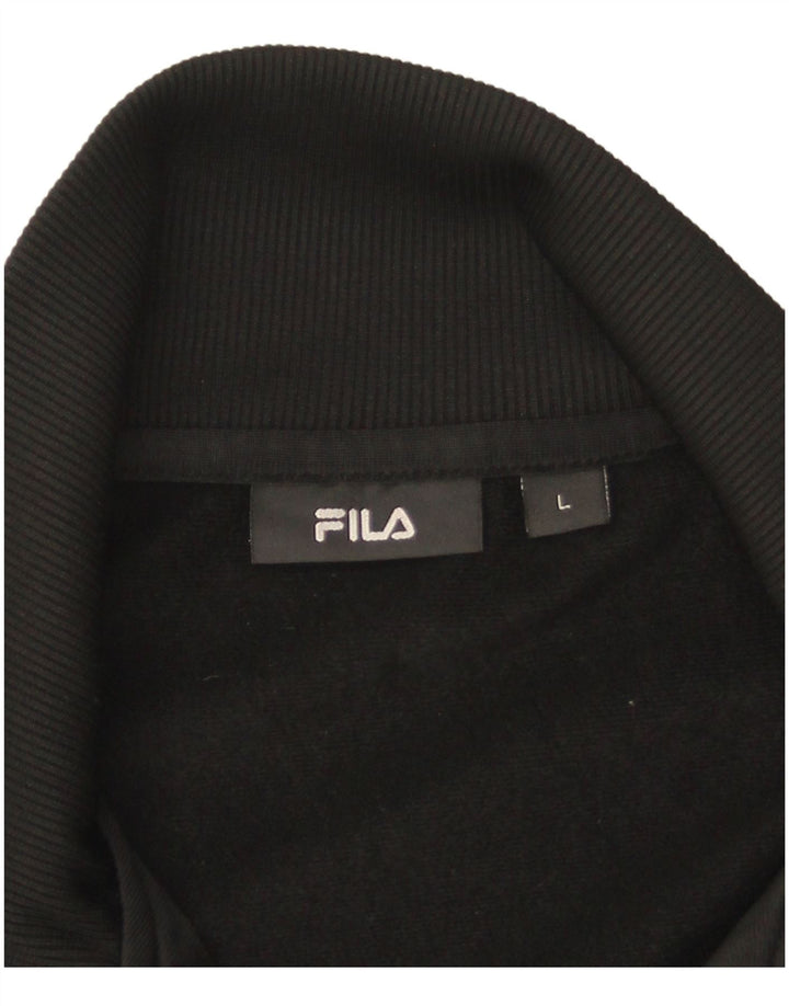 Fila Herren-Trainingsanzug-Top-Jacke, großes schwarzes Farbblock-Polyester